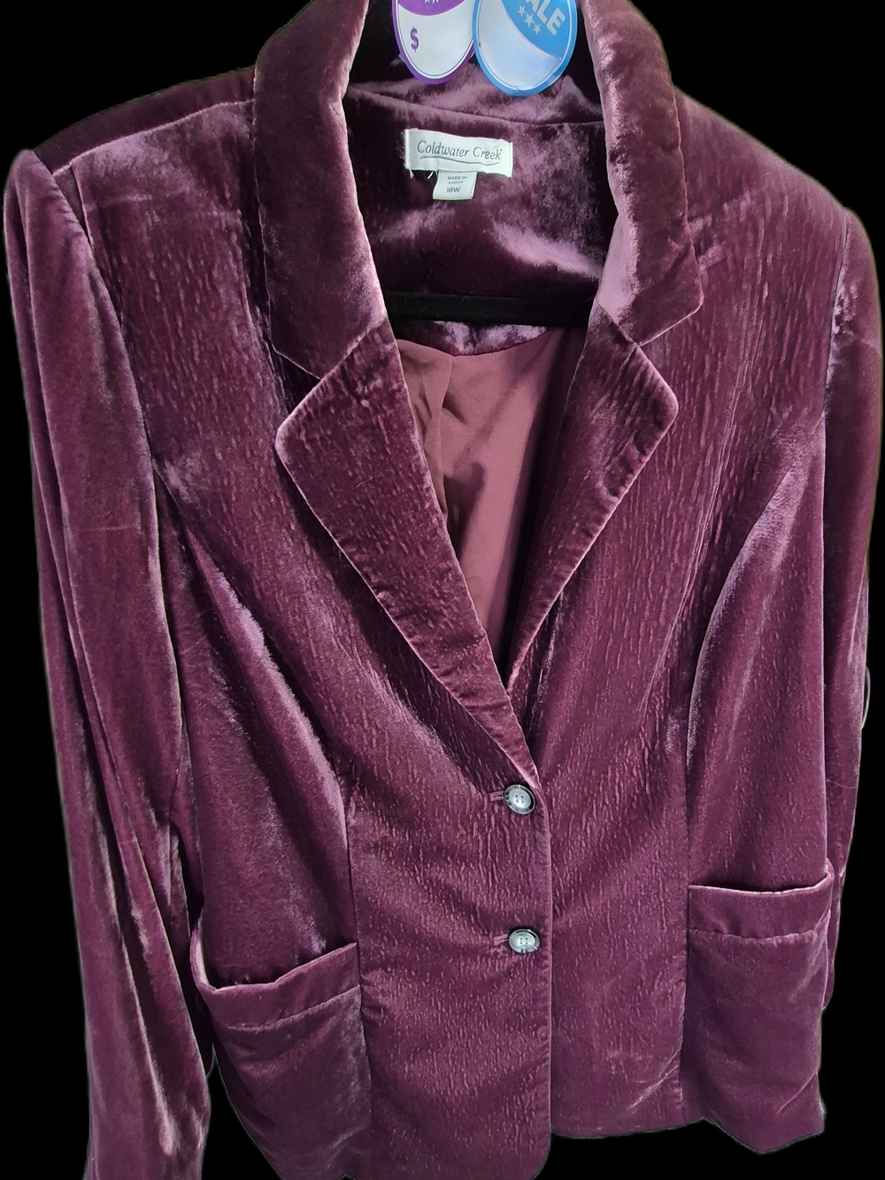 Coldwater Creek Plush Velvet Blazer in Deep Plum